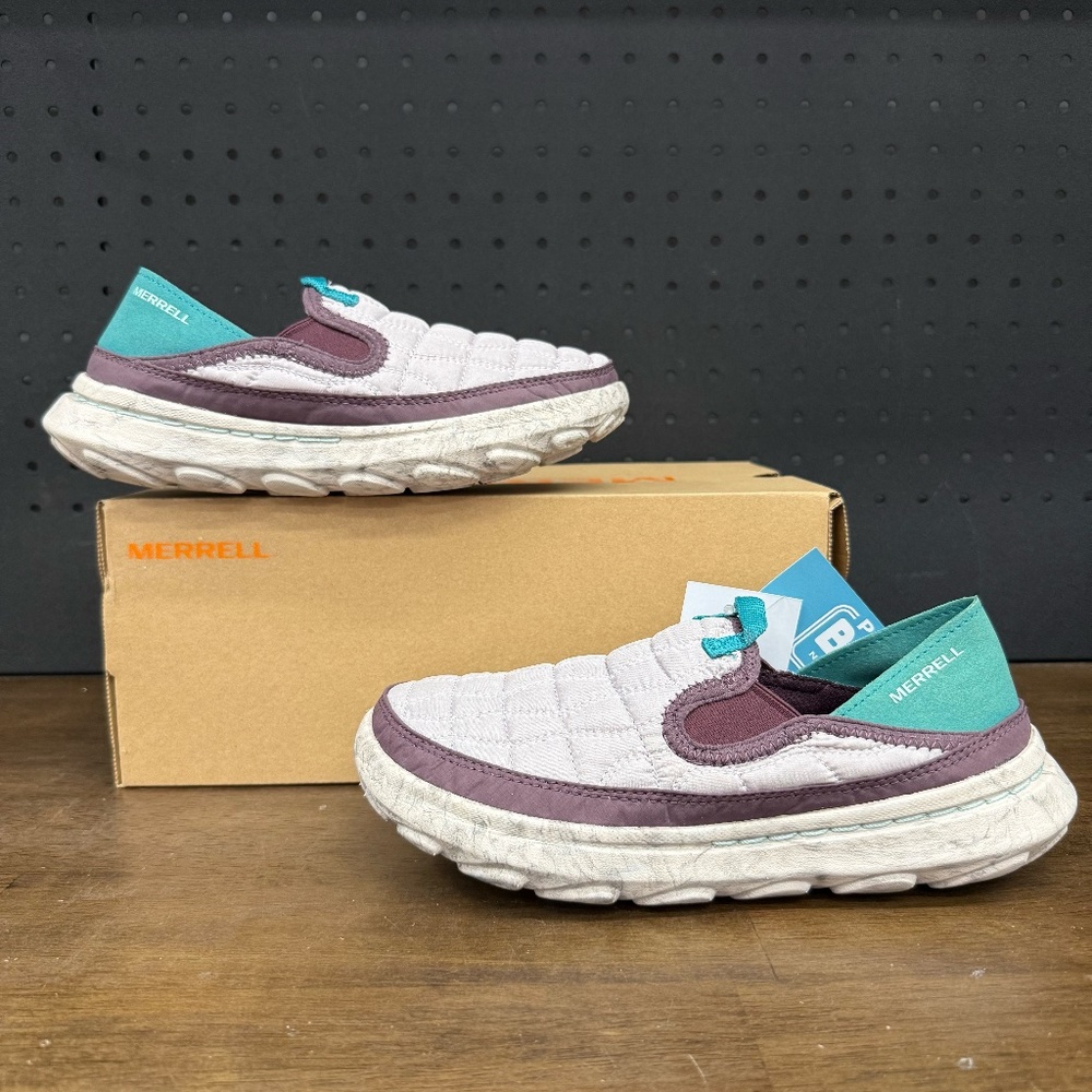 New W/ Box! Women's Merrell HUT MOC 2 Iris Teal Slip On Outdoor Sneakers Size 6
